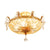 Gold 5 Heads Flush Mount Antique Ribbed Crystal Bowl Shade Flushmount Ceiling Light with Crystal Draping