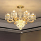 Cylindrical Shaped Living Room Chandelier Light Retro Clear Glass Gold Pendant Light with Layered Crystal Decor Clearhalo 'Ceiling Lights' 'Chandeliers' Lighting' options 2198635