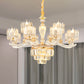 Cylindrical Shaped Living Room Chandelier Light Retro Clear Glass Gold Pendant Light with Layered Crystal Decor Clearhalo 'Ceiling Lights' 'Chandeliers' Lighting' options 2198638