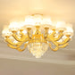 Retro Style Bud Suspension Light Cream Glass Chandelier Light with Layered Crystal Decor in Gold 18 Gold Clearhalo 'Ceiling Lights' 'Chandeliers' Lighting' options 2198694_29801da6-fc0b-4553-b22d-c064ad14524f