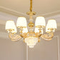 Barrel White Frosted Glass Chandelier Lighting Classic Bedroom Pendant Light with Tiered Crystal Accent Clearhalo 'Ceiling Lights' 'Chandeliers' Lighting' options 2198713