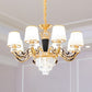 White Glass Tapered Ceiling Lighting Traditional Living Room Chandelier Light with Layered Crystal Decor 8 White Clearhalo 'Ceiling Lights' 'Chandeliers' Lighting' options 2198725_28b14605-9f15-4123-9656-4c8a15e65eb9
