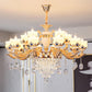 Cream Glass Gold Chandelier Pendant Light Floral Vintage Hanging Light with Hanging Crystal Clearhalo 'Ceiling Lights' 'Chandeliers' Lighting' options 2198727