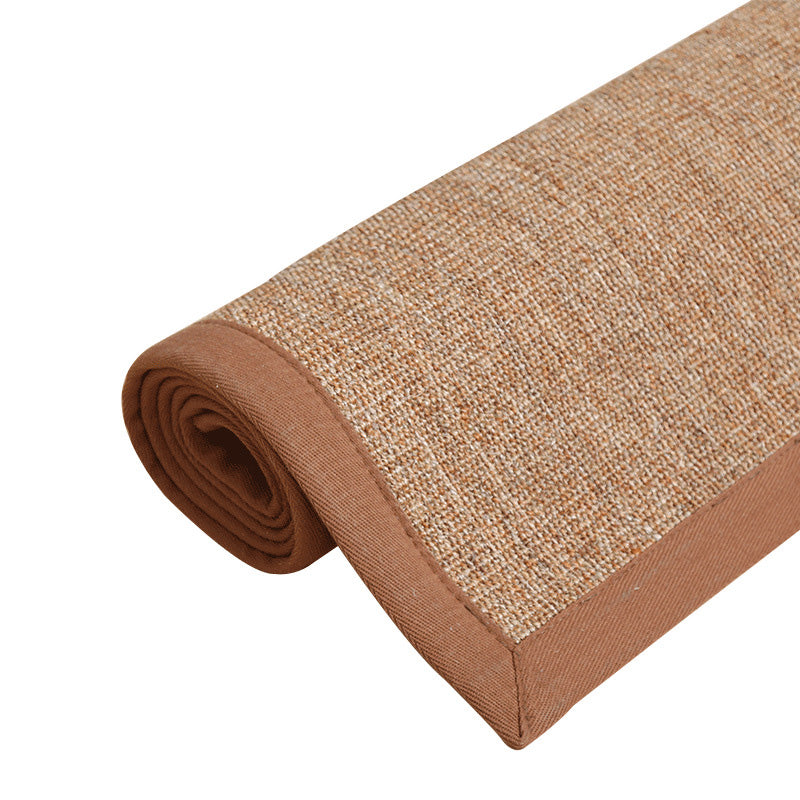 Simple Multicolor Solid Color Rug Jute Lodge Rug Machine Washable Indoor Rug with Border for Living Room Dark Coffee Clearhalo 'Area Rug' 'Rug' 2198861