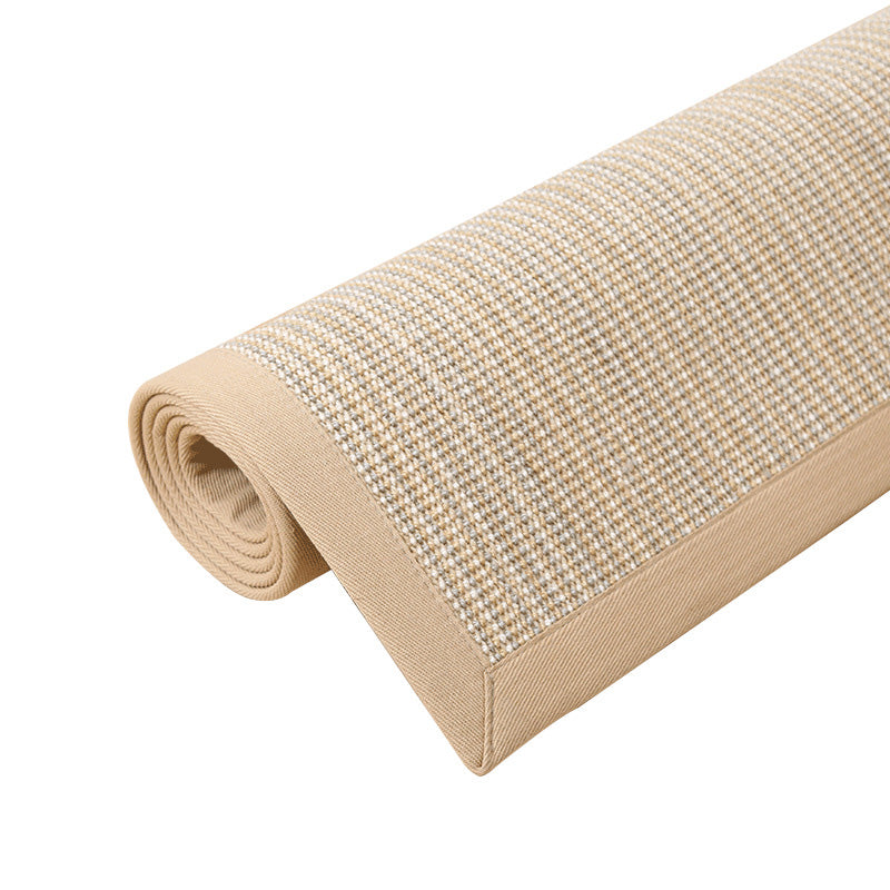 Simple Multicolor Solid Color Rug Jute Lodge Rug Machine Washable Indoor Rug with Border for Living Room Light Coffee Clearhalo 'Area Rug' 'Rug' 2198862