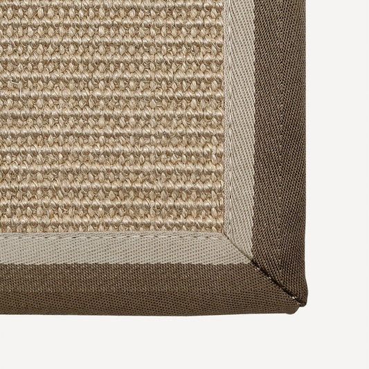 Simple Multi Color Solid Rug Jute Farmhouse Indoor Rug Washable Rug with Border for Home Decor Dark Coffee