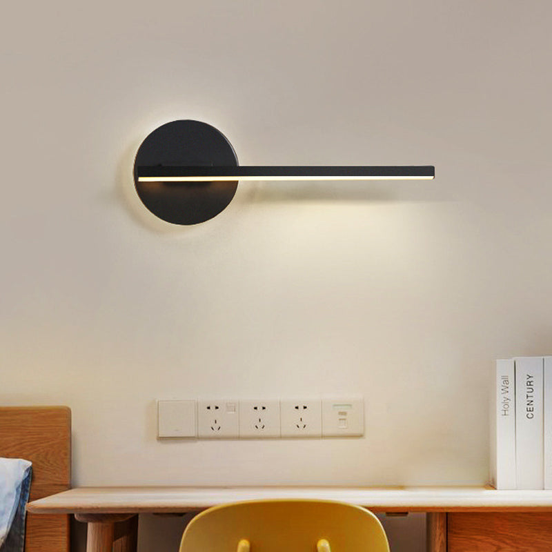 Black/White Linear Sconce Light Minimal Acrylic LED Wall Lamp for Bedroom in Warm/White Light - Clearhalo - 'Modern wall lights' - 'Modern' - 'Wall Lamps & Sconces' - 'Wall Lights' - Lighting' - 219891