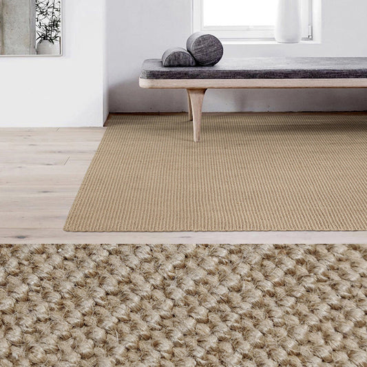Multi-Colored Solid Rug Jute Japanese Rug Natural Fiber Handmade Easy Care Indoor Rug for Living Room Camel