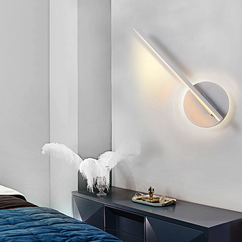 Black/White Linear Sconce Light Minimal Acrylic LED Wall Lamp for Bedroom in Warm/White Light - White - Clearhalo - 'Modern wall lights' - 'Modern' - 'Wall Lamps & Sconces' - 'Wall Lights' - Lighting' - 219894