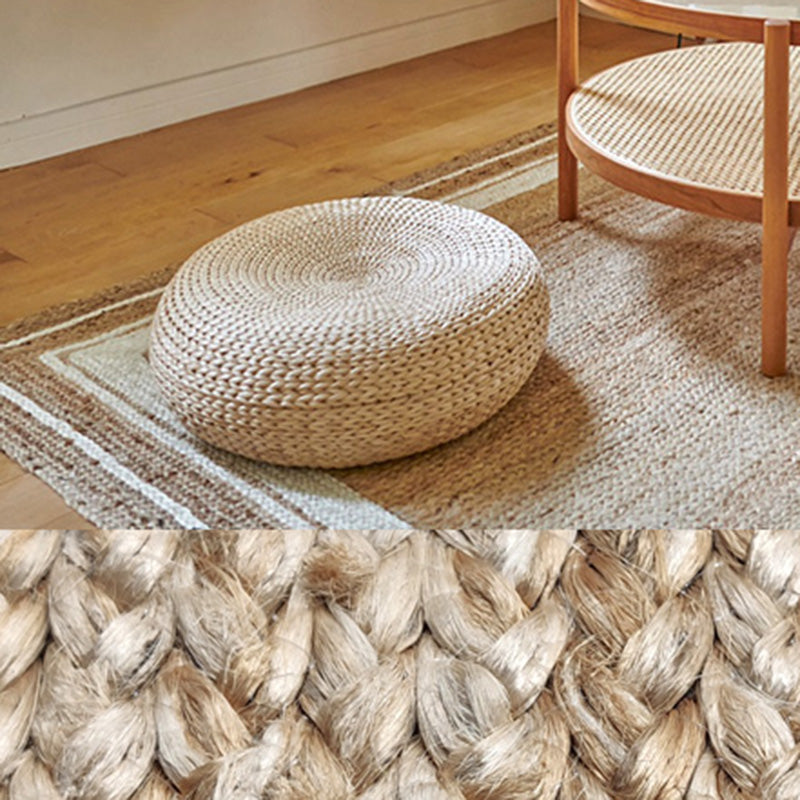 Farmhouse Bedroom Rug Multi Colored Plain Rug Jute Handmade Natural Fiber Area Carpet Khaki Clearhalo 'Area Rug' 'Rug' 2198943