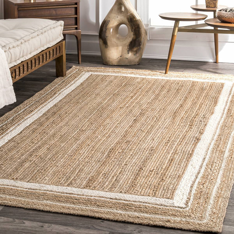 Farmhouse Bedroom Rug Multi Colored Plain Rug Jute Handmade Natural Fiber Area Carpet Clearhalo 'Area Rug' 'Rug' 2198946