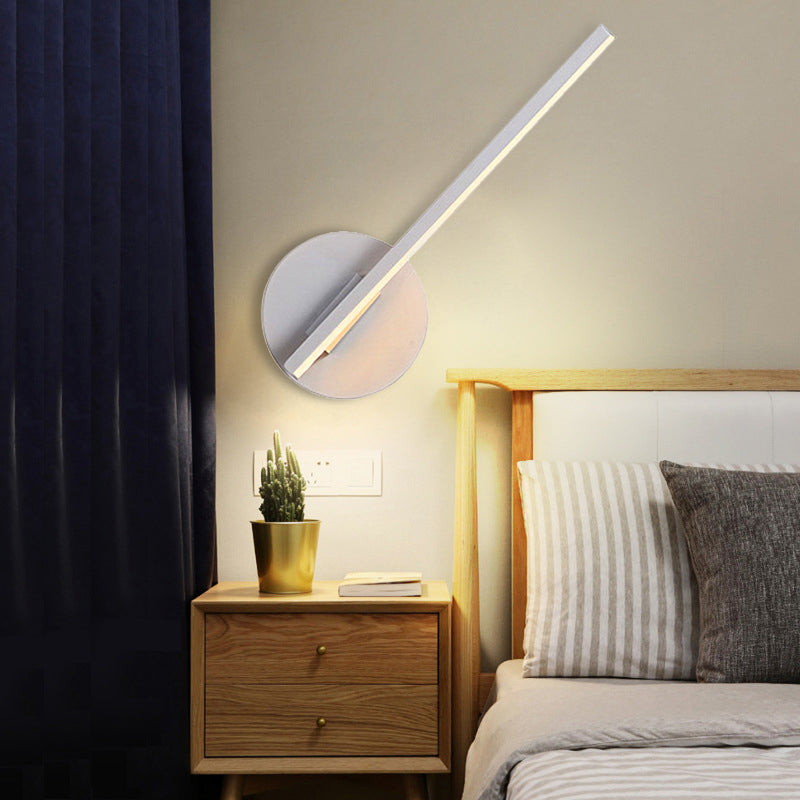 Black/White Linear Sconce Light Minimal Acrylic LED Wall Lamp for Bedroom in Warm/White Light - Clearhalo - 'Modern wall lights' - 'Modern' - 'Wall Lamps & Sconces' - 'Wall Lights' - Lighting' - 219895