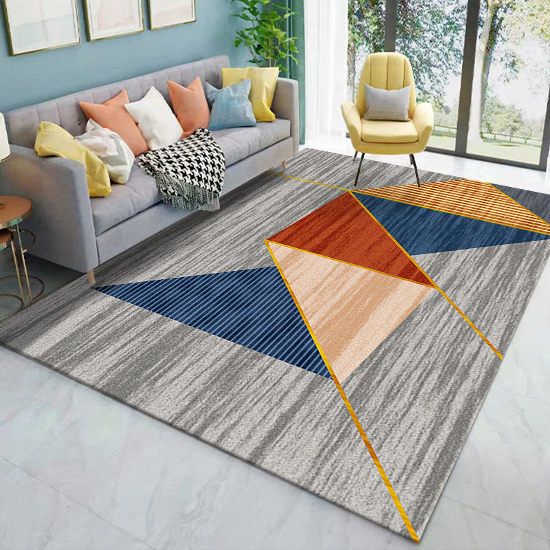 Luxe Geometric Rug Multicolor Minimalist Rug Synthetics Pet Friendly Machine Washable Anti-Slip Backing Rug for Home Decor Smoke Gray Clearhalo 'Area Rug' 'Modern' 'Rugs' Rug' 2199239