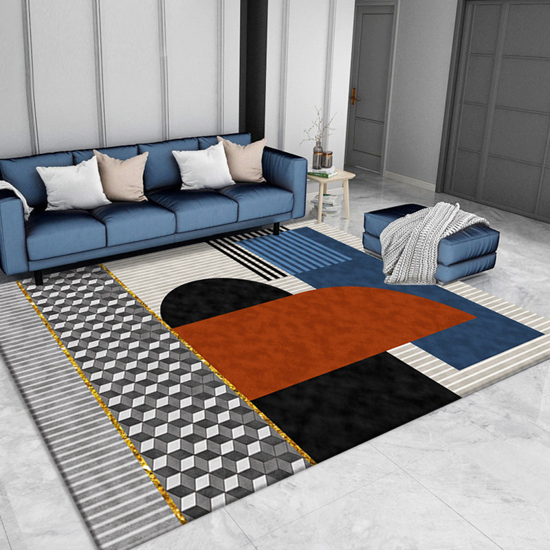 Luxe Geometric Rug Multicolor Minimalist Rug Synthetics Pet Friendly Machine Washable Anti-Slip Backing Rug for Home Decor Red Clearhalo 'Area Rug' 'Modern' 'Rugs' Rug' 2199240