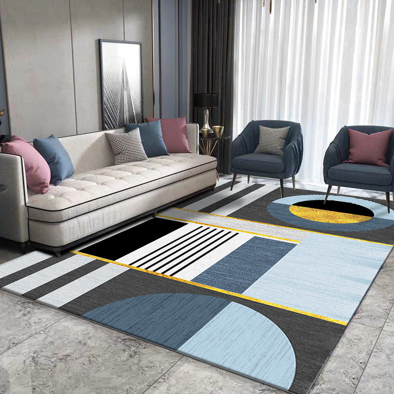 Luxe Geometric Rug Multicolor Minimalist Rug Synthetics Pet Friendly Machine Washable Anti-Slip Backing Rug for Home Decor Sky Blue Clearhalo 'Area Rug' 'Modern' 'Rugs' Rug' 2199242