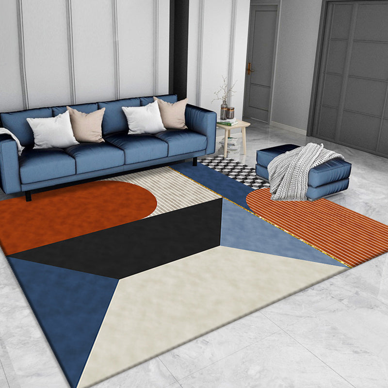 Luxe Geometric Rug Multicolor Minimalist Rug Synthetics Pet Friendly Machine Washable Anti-Slip Backing Rug for Home Decor Blue Clearhalo 'Area Rug' 'Modern' 'Rugs' Rug' 2199248