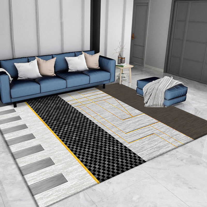 Luxe Geometric Rug Multicolor Minimalist Rug Synthetics Pet Friendly Machine Washable Anti-Slip Backing Rug for Home Decor Grey Clearhalo 'Area Rug' 'Modern' 'Rugs' Rug' 2199252