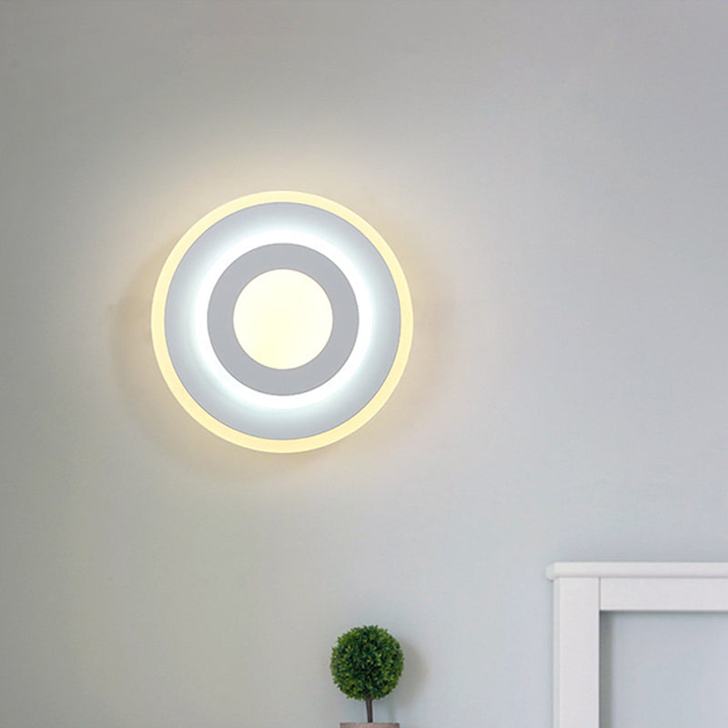 Minimal Acrylic Round/Square Wall Light Sconce Energy-Saving LED White Wall Lamp, Warm/White Light Clearhalo 'Modern wall lights' 'Modern' 'Wall Lamps & Sconces' 'Wall Lights' Lighting' 219939