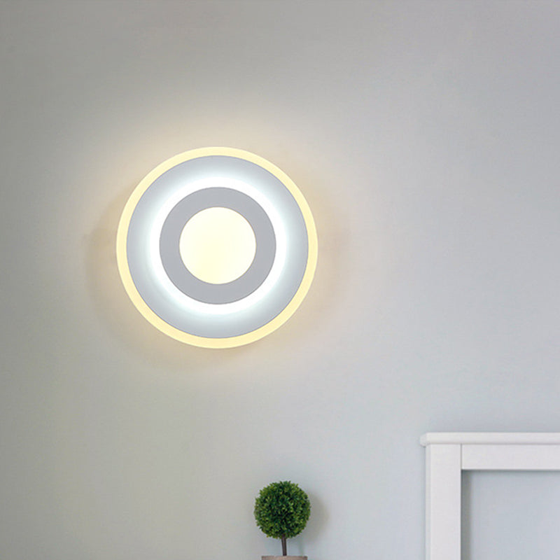 Minimal Acrylic Round/Square Wall Light Sconce Energy-Saving LED White Wall Lamp, Warm/White Light Clearhalo 'Modern wall lights' 'Modern' 'Wall Lamps & Sconces' 'Wall Lights' Lighting' 219939