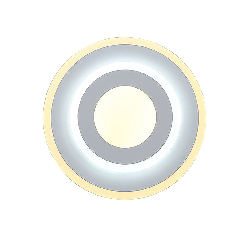 Minimal Acrylic Round/Square Wall Light Sconce Energy-Saving LED White Wall Lamp, Warm/White Light Clearhalo 'Modern wall lights' 'Modern' 'Wall Lamps & Sconces' 'Wall Lights' Lighting' 219940