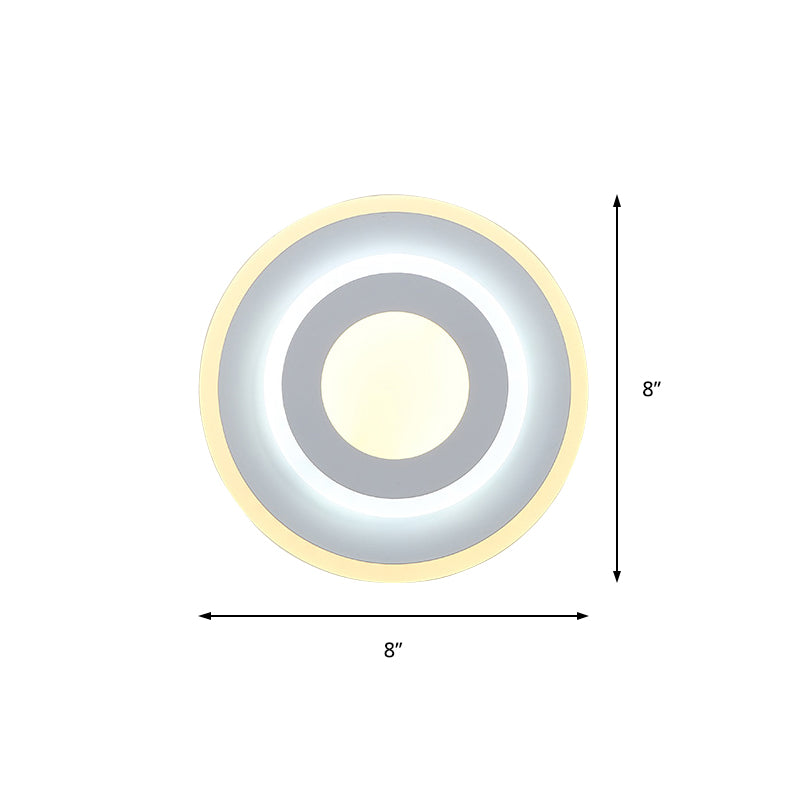 Minimal Acrylic Round/Square Wall Light Sconce Energy-Saving LED White Wall Lamp, Warm/White Light Clearhalo 'Modern wall lights' 'Modern' 'Wall Lamps & Sconces' 'Wall Lights' Lighting' 219941