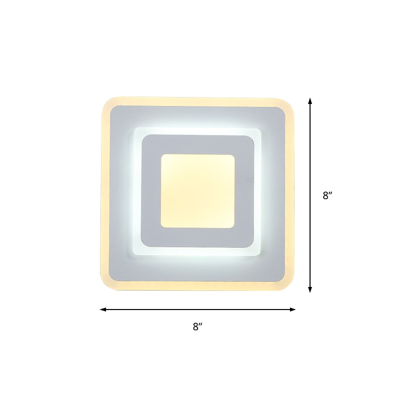 Minimal Acrylic Round/Square Wall Light Sconce Energy-Saving LED White Wall Lamp, Warm/White Light Clearhalo 'Modern wall lights' 'Modern' 'Wall Lamps & Sconces' 'Wall Lights' Lighting' 219942