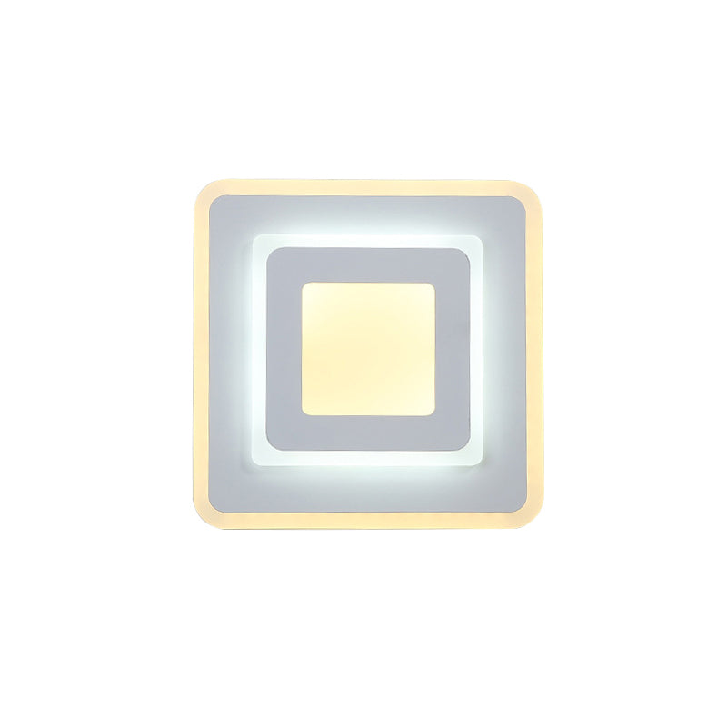 Minimal Acrylic Round/Square Wall Light Sconce Energy-Saving LED White Wall Lamp, Warm/White Light Clearhalo 'Modern wall lights' 'Modern' 'Wall Lamps & Sconces' 'Wall Lights' Lighting' 219943