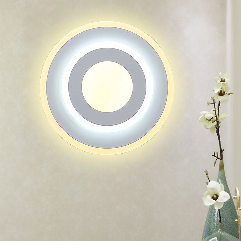 Minimal Acrylic Round/Square Wall Light Sconce Energy-Saving LED White Wall Lamp, Warm/White Light White Round Clearhalo 'Modern wall lights' 'Modern' 'Wall Lamps & Sconces' 'Wall Lights' Lighting' 219944