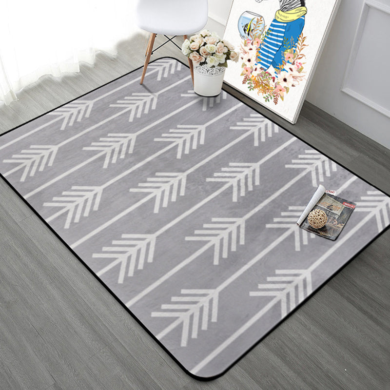 Modern Bedroom Area Rug Multi Color Geometry Arrow Print Rug Polypropylene Washable Pet Friendly Anti-Slip Rug Grey Clearhalo 'Area Rug' 'Modern' 'Rugs' Rug' 2199442