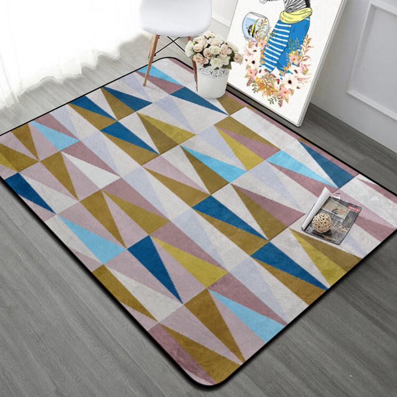 Bold Color-Block Geometric Rug Multi Colored Nordic Rug Synthetics Machine Wash Non-Slip Backing Stain Resistant Rug for Decoration Brown Clearhalo 'Area Rug' 'Modern' 'Rugs' Rug' 2199446