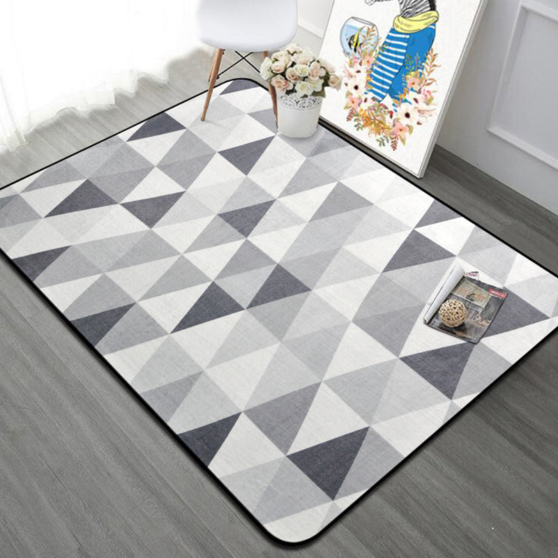 Bold Color-Block Geometric Rug Multi Colored Nordic Rug Synthetics Machine Wash Non-Slip Backing Stain Resistant Rug for Decoration Gray-White Clearhalo 'Area Rug' 'Modern' 'Rugs' Rug' 2199450