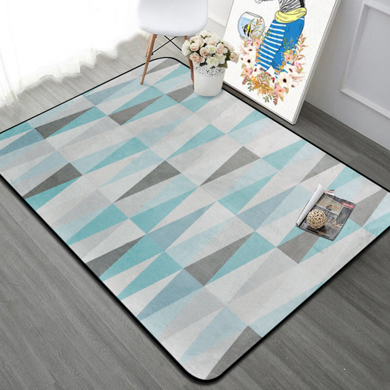 Bold Color-Block Geometric Rug Multi Colored Nordic Rug Synthetics Machine Wash Non-Slip Backing Stain Resistant Rug for Decoration Blue Clearhalo 'Area Rug' 'Modern' 'Rugs' Rug' 2199451
