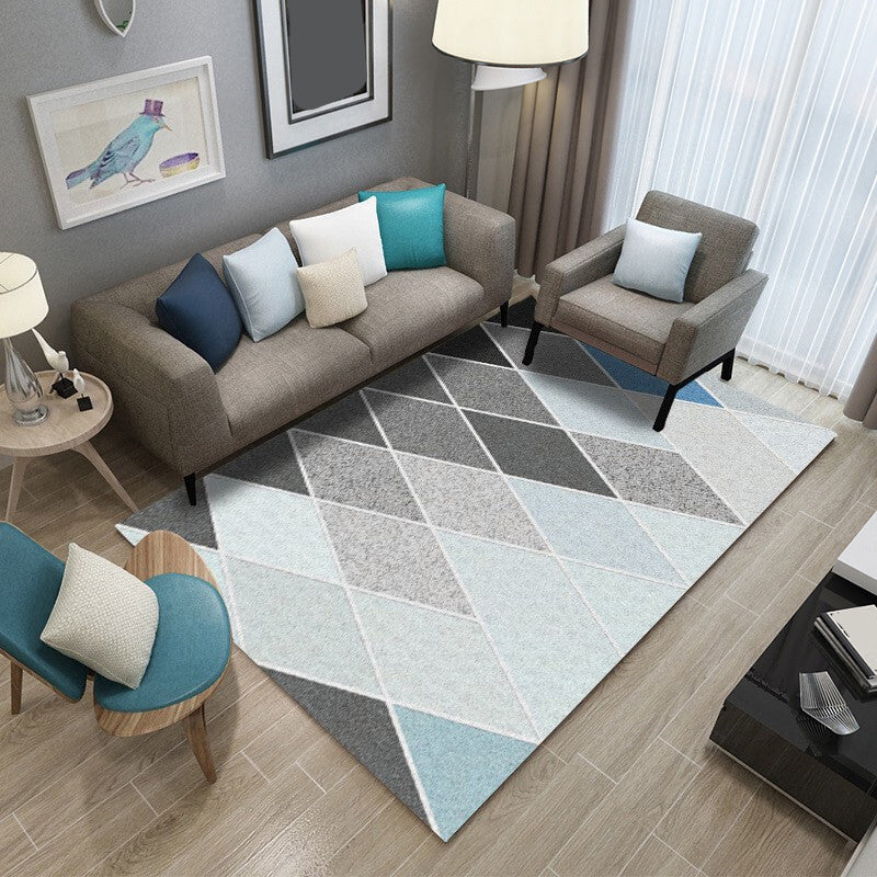 Multi Color Nordic Indoor Rug Synthetics Colorblock Abstract Geometric Carpet Non-Slip Washable Pet Friendly Rug for Home Blue Clearhalo 'Area Rug' 'Modern' 'Rugs' Rug' 2199516