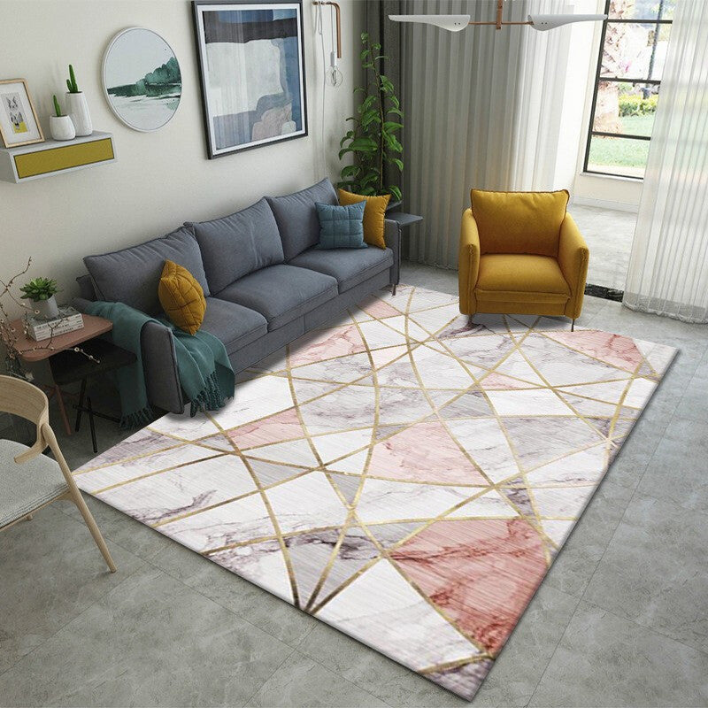 Multi Color Nordic Indoor Rug Synthetics Colorblock Abstract Geometric Carpet Non-Slip Washable Pet Friendly Rug for Home Pink Clearhalo 'Area Rug' 'Modern' 'Rugs' Rug' 2199518
