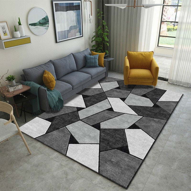 Multi Color Nordic Indoor Rug Synthetics Colorblock Abstract Geometric Carpet Non-Slip Washable Pet Friendly Rug for Home Gray-White Clearhalo 'Area Rug' 'Modern' 'Rugs' Rug' 2199519