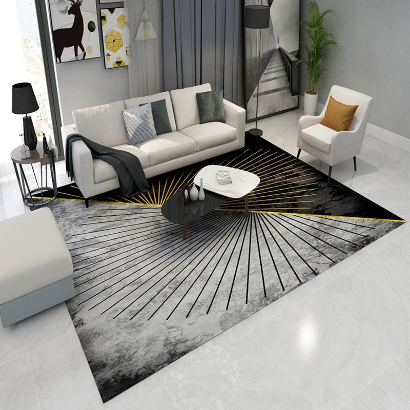Simple Geometric Print Rug Multi-Colored Modern Area Carpet Polypropylene Non-Slip Backing Stain Resistant Washable Rug for Home Black-Gray Clearhalo 'Area Rug' 'Modern' 'Rugs' Rug' 2199555