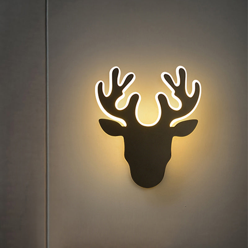 Black/White Antler Sconce Light Fixture Contemporary Acrylic LED Wall Light Sconce in Warm/White Light - Black - Clearhalo - 'Modern wall lights' - 'Modern' - 'Wall Lamps & Sconces' - 'Wall Lights' - Lighting' - 219958