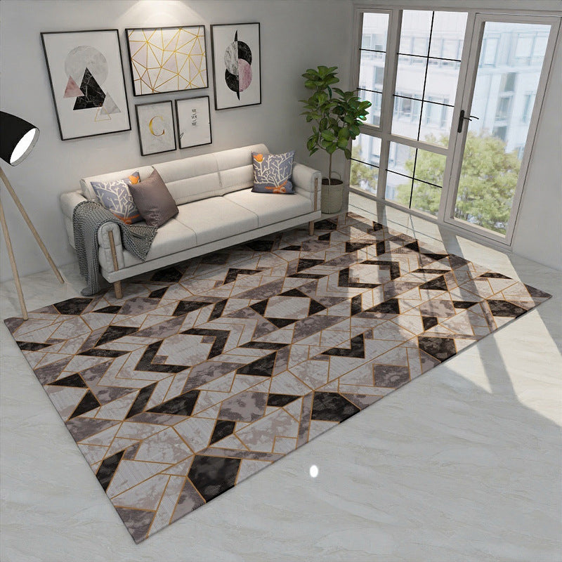 Novelty Modern Style Rug Multicolor Geometry Area Rug Stain Resistant Machine Washable Non-Slip Rug for Sitting Room Brown Clearhalo 'Area Rug' 'Modern' 'Rugs' Rug' 2199629