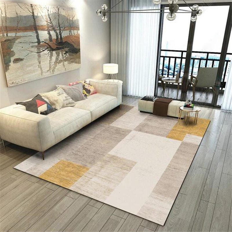 Modern Geometry Colorblock Rug Multi-Color Polyester Carpet Pet Friendly Anti-Slip Backing Washable Rug for Room Brown Clearhalo 'Area Rug' 'Modern' 'Rugs' Rug' 2199683