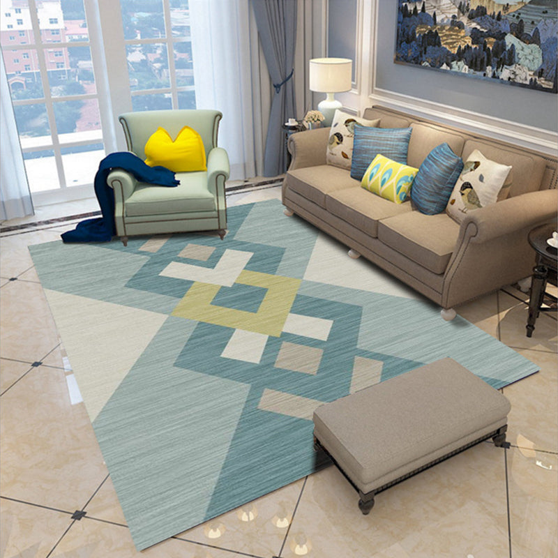 Modern Geometry Colorblock Rug Multi-Color Polyester Carpet Pet Friendly Anti-Slip Backing Washable Rug for Room Blue Clearhalo 'Area Rug' 'Modern' 'Rugs' Rug' 2199689