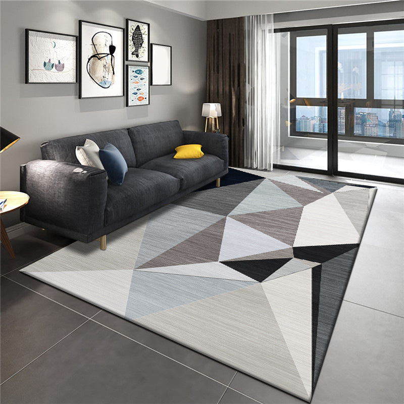Modern Geometry Colorblock Rug Multi-Color Polyester Carpet Pet Friendly Anti-Slip Backing Washable Rug for Room Grey Clearhalo 'Area Rug' 'Modern' 'Rugs' Rug' 2199707