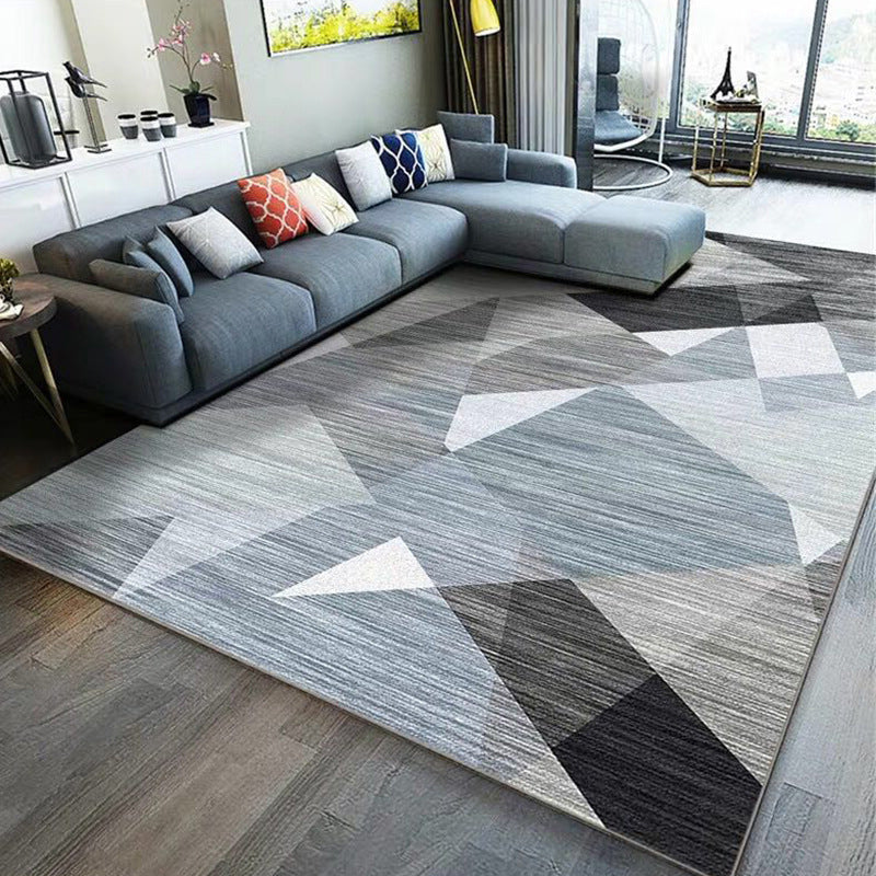 Modern Geometry Colorblock Rug Multi-Color Polyester Carpet Pet Friendly Anti-Slip Backing Washable Rug for Room Gray-Blue Clearhalo 'Area Rug' 'Modern' 'Rugs' Rug' 2199713
