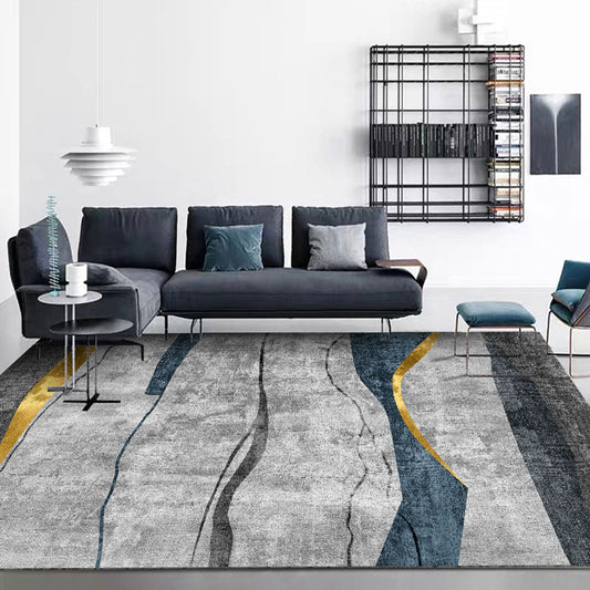 Contemporary Lounge Rug Multicolor Heathered Geometric Rug Polypropylene Stain Resistant Machine Washable Anti-Slip Rug Gray-Blue Clearhalo 'Area Rug' 'Modern' 'Rugs' Rug' 2199716