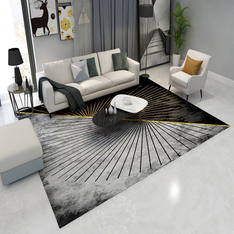Contemporary Lounge Rug Multicolor Heathered Geometric Rug Polypropylene Stain Resistant Machine Washable Anti-Slip Rug Black-Gray Clearhalo 'Area Rug' 'Modern' 'Rugs' Rug' 2199718