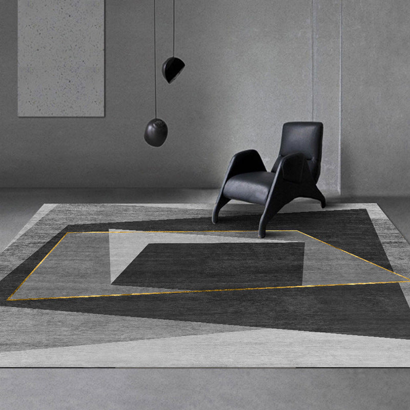 Contemporary Lounge Rug Multicolor Heathered Geometric Rug Polypropylene Stain Resistant Machine Washable Anti-Slip Rug Dark Gray Clearhalo 'Area Rug' 'Modern' 'Rugs' Rug' 2199727