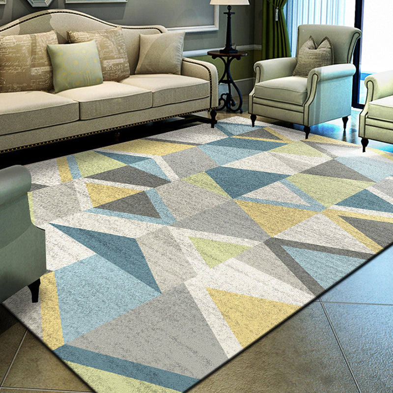 Unique Geometrical Print Rug Multi Color Modern Carpet Synthetics Stain Resistant Washable Non-Slip Backing Rug for Home Green 6'7" x 9'11" Clearhalo 'Area Rug' 'Modern' 'Rugs' Rug' 2199746
