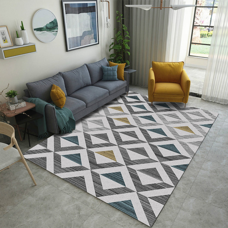 Nordic Drawing Room Rug Multi Colored Patterned Carpet Polypropylene Machine Washable Anti-Slip Backing Pet Friendly Rug Grey Clearhalo 'Area Rug' 'Modern' 'Rugs' Rug' 2199788