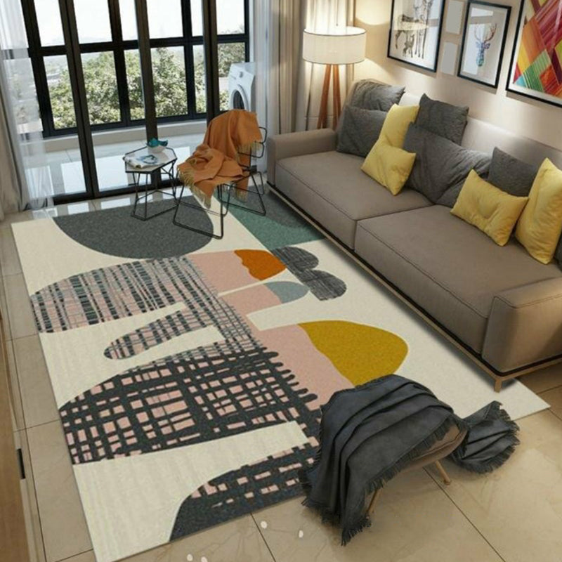 Nordic Drawing Room Rug Multi Colored Patterned Carpet Polypropylene Machine Washable Anti-Slip Backing Pet Friendly Rug Clearhalo 'Area Rug' 'Modern' 'Rugs' Rug' 2199790