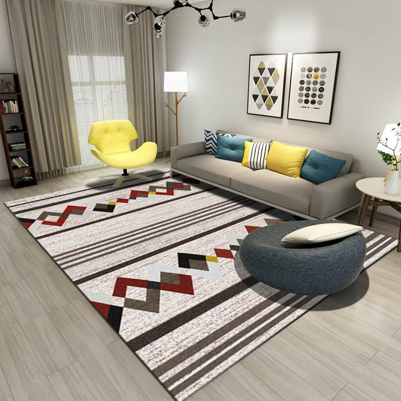 Nordic Drawing Room Rug Multi Colored Patterned Carpet Polypropylene Machine Washable Anti-Slip Backing Pet Friendly Rug Brown Clearhalo 'Area Rug' 'Modern' 'Rugs' Rug' 2199791