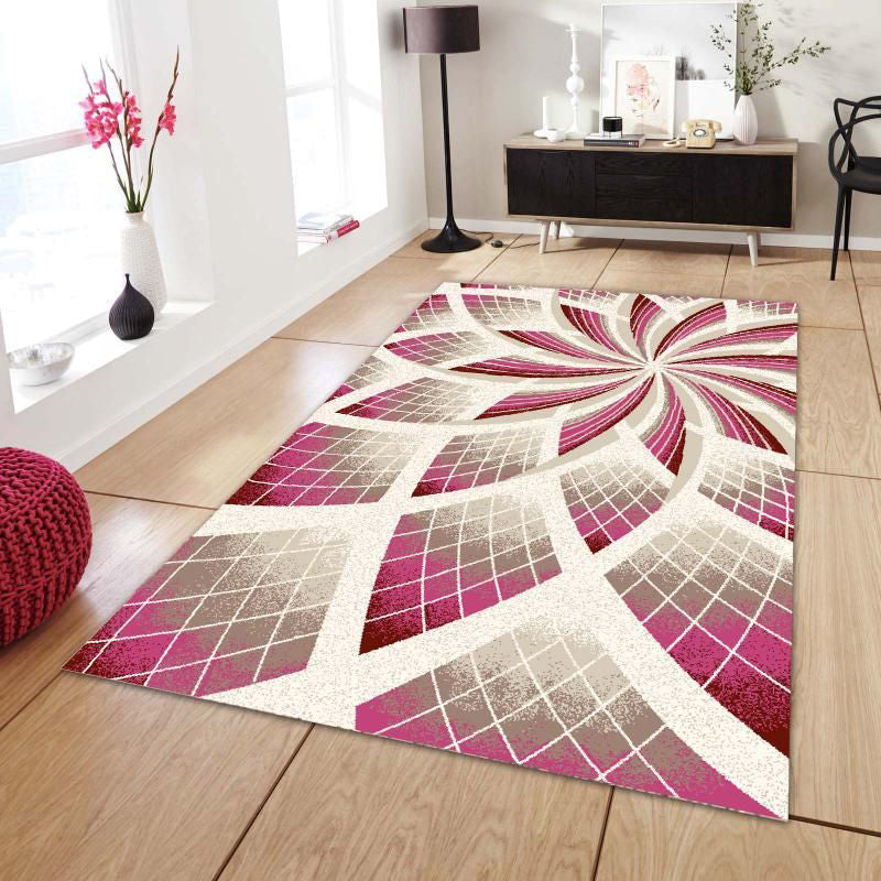 Nordic Drawing Room Rug Multi Colored Patterned Carpet Polypropylene Machine Washable Anti-Slip Backing Pet Friendly Rug Pink Clearhalo 'Area Rug' 'Modern' 'Rugs' Rug' 2199792